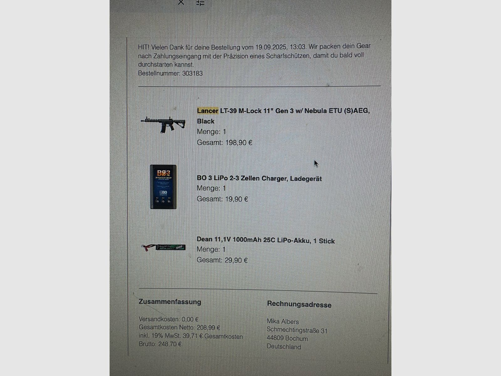 Lancer LT-39 M-Lock 11" Gen 3 met Nebula ETU (S)AEG incl. accessoires / alles als nieuw