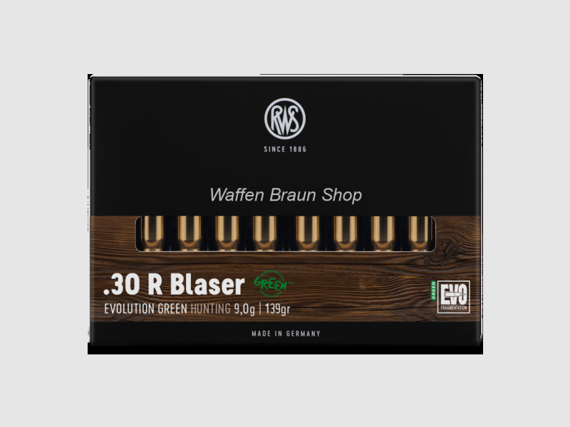 RWS .30 R Blaser Evolution Green Hunting 9,0g/139 grs 20 Stück