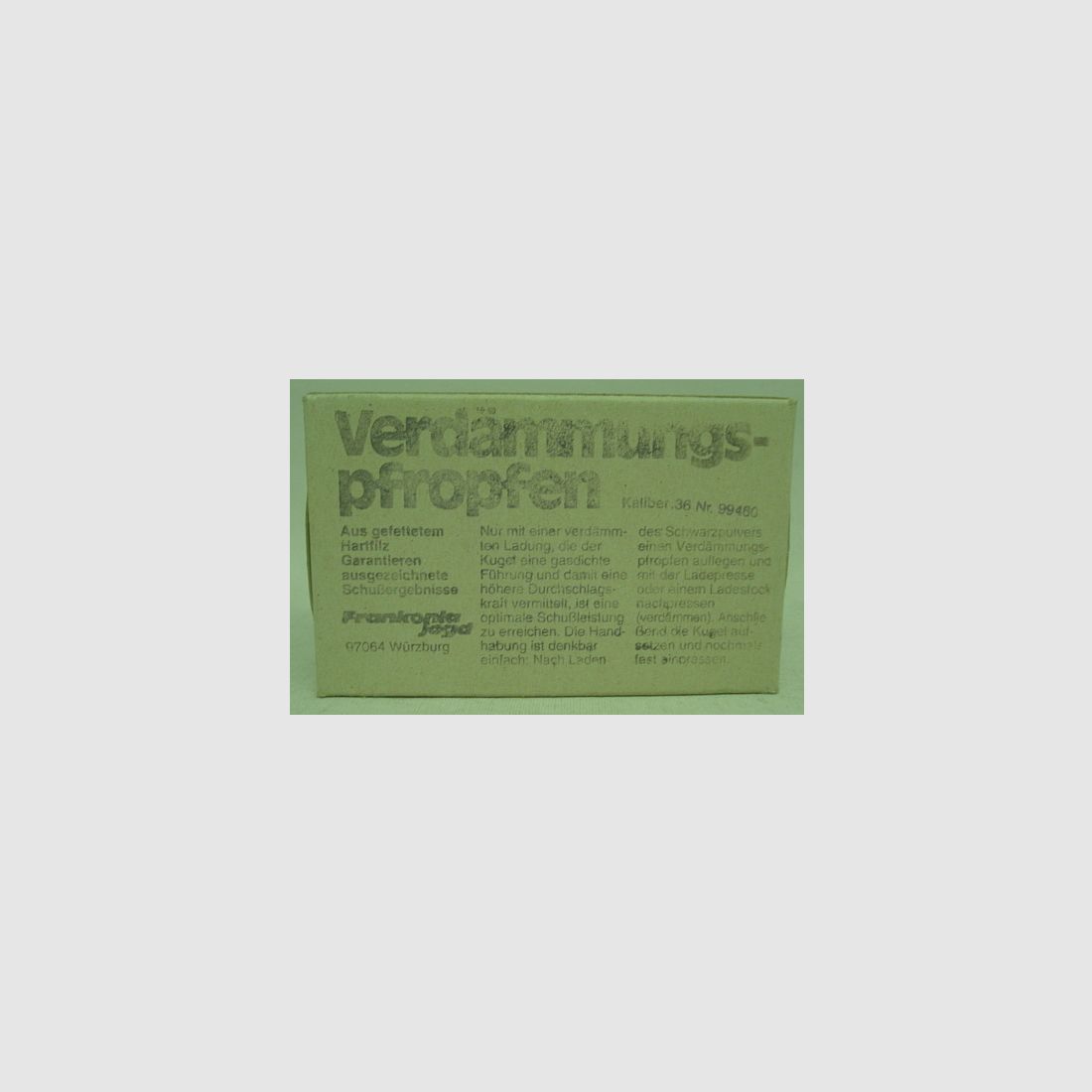 Verdämmungspfropfen .36 - a250, Fiz/gefettet