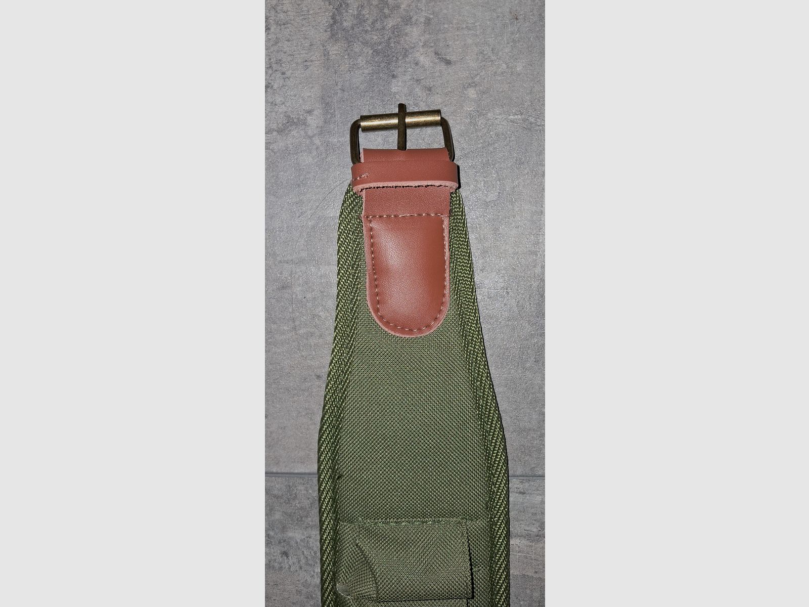 Patronengurt Kaliber 12, Cordura Leinen oliv, Lederverschluss wie neu!