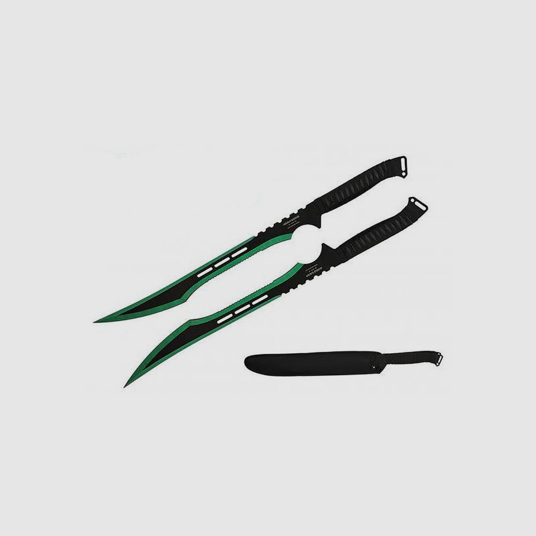 Ninja Schwerter Set mit Scheide mit grünem Finish
