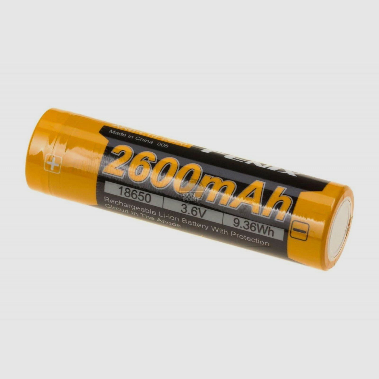 Fenix 18650-batterij 3.7V 2600mAh-zwart/rood