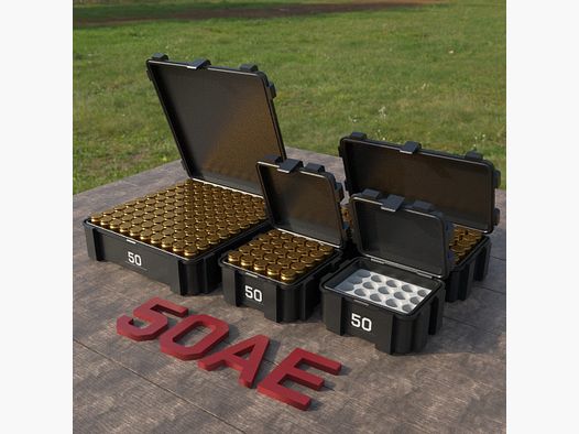 Filamelt ammunition box / .50 AE / 'flip lid' / cartridge box, ammo box