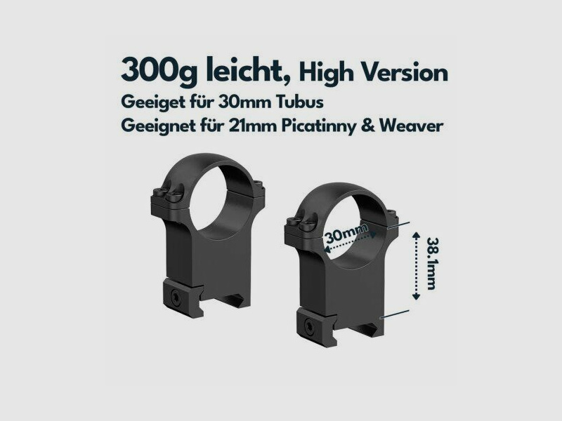 Vector Optics Stahl-Montage für 30mm Tubus, 21mm Picatinny/Weaver Höhe 1,5"