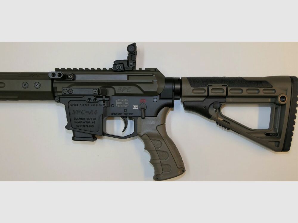 GWMH Selbstladebüchse GWMH SPC-SPORTER A4 17" (SWISS PISTOL CARBINE) OD-GREEN Kal.9x19 AR15 Glock Magazin