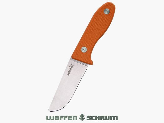 Coltello per bambini Schnitzel UNU arancione in acciaio inossidabile 8Cr13Mov con finitura stonewash incluso fodero in Kydex (nero)