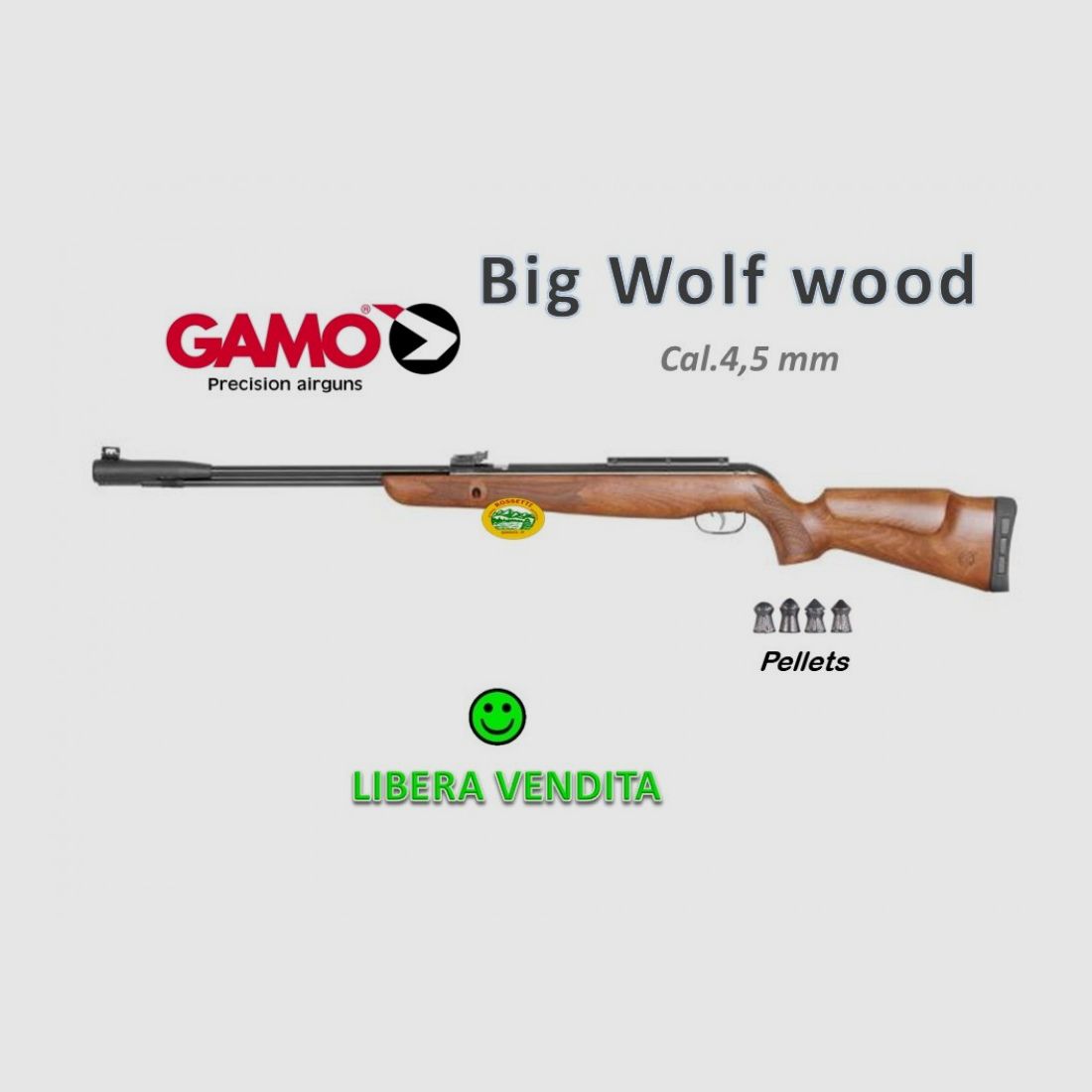 GAMO BIG WOLF cal.4.5 - wooden stock - free sale