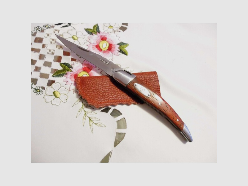 Laguiole Calmont L´Eclair PAULHE Outdoor-Klappmesser-Jagdmesser+Leder-Messerschutztasche-NEU