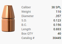 Barnes Pocisk .38 Special/.357 110GR M/LE Tac-XP Pistolet FB 40 sztuk
