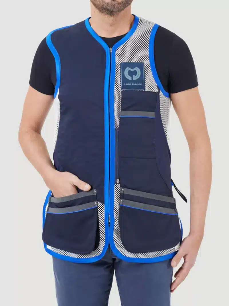 Castellani Rio Evolution chaleco de skeet blanco / azul marino, imagen 1 de 2