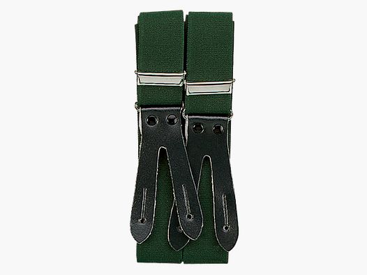 SUSPENDERS GREEN WITH LEATHER LOOPS 35 MM 120 CM