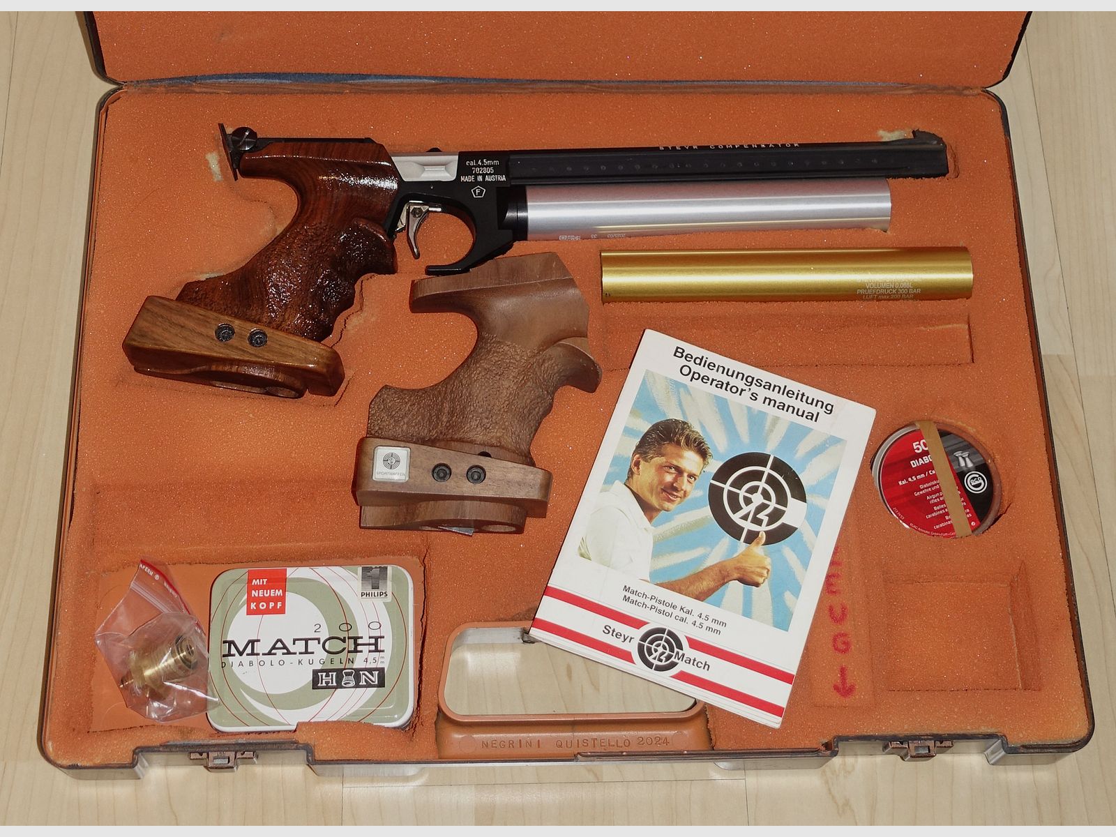 TOP Pressluft Matchpistole Steyr LP mit neuer Kartusche + Zubehör