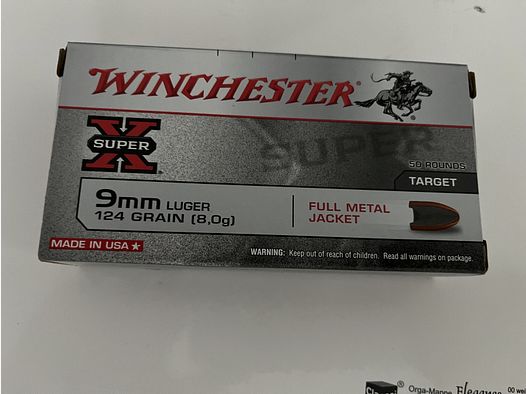 9 mm Luger Winchester 124 grain super X 500 Schuss