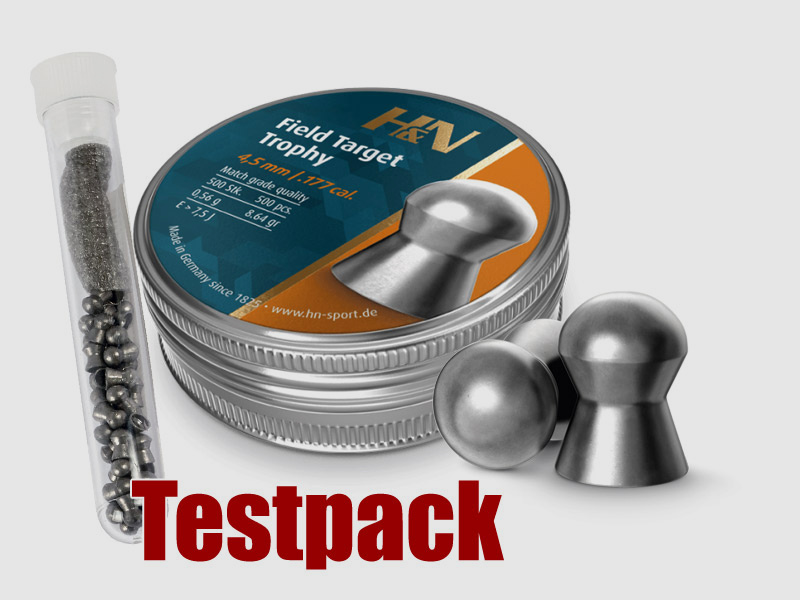 Testpack - H&N Field Target Trophy Diabolo, Rundkopf, glatt, 0,56 g, Kaliber 4,52 mm, 40 StĂĽck