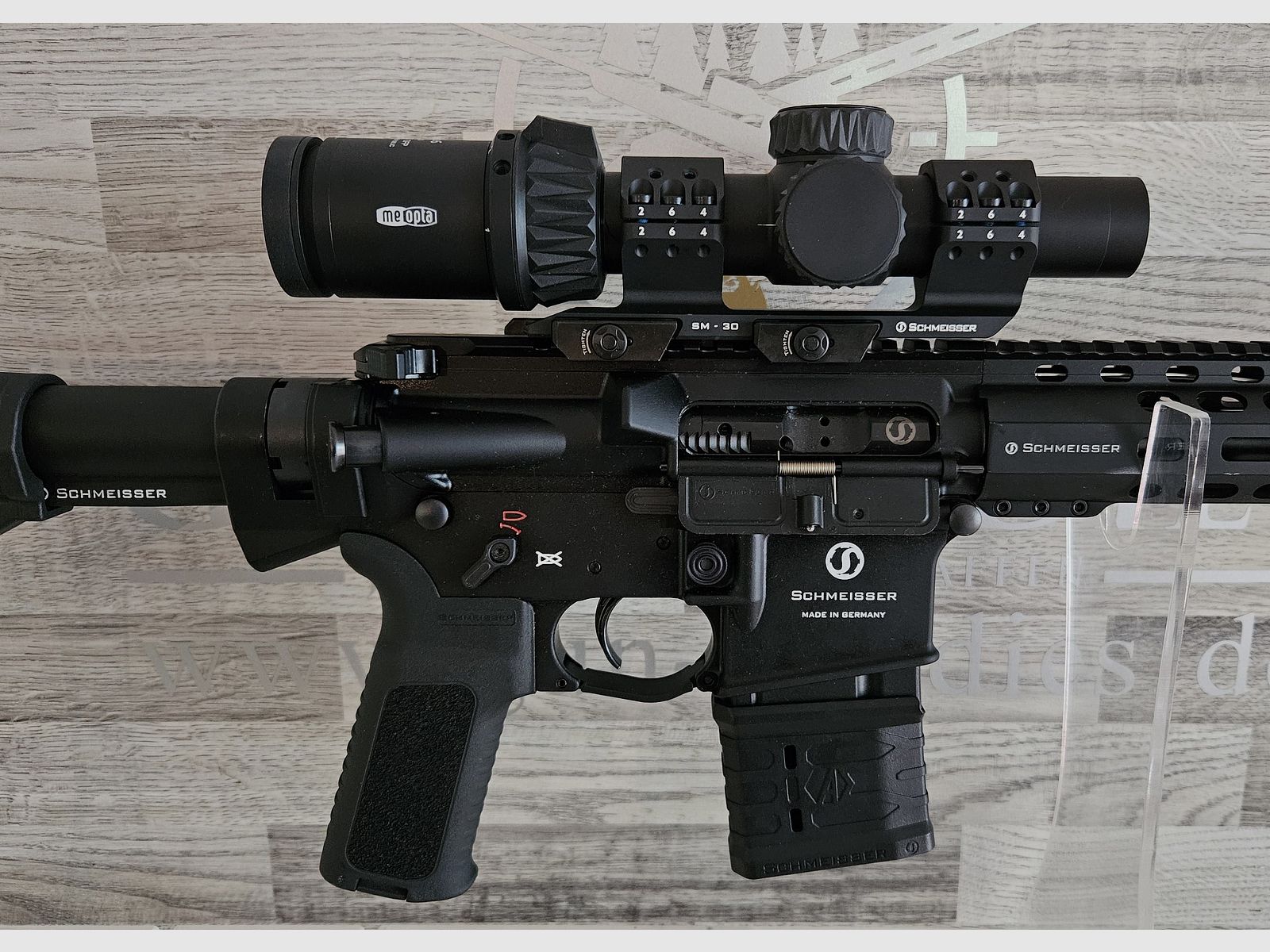 Brand new from the specialist trade - Schmeisser AR15 S4F 10.5" .223Rem - Set with silencer + Meopta scope