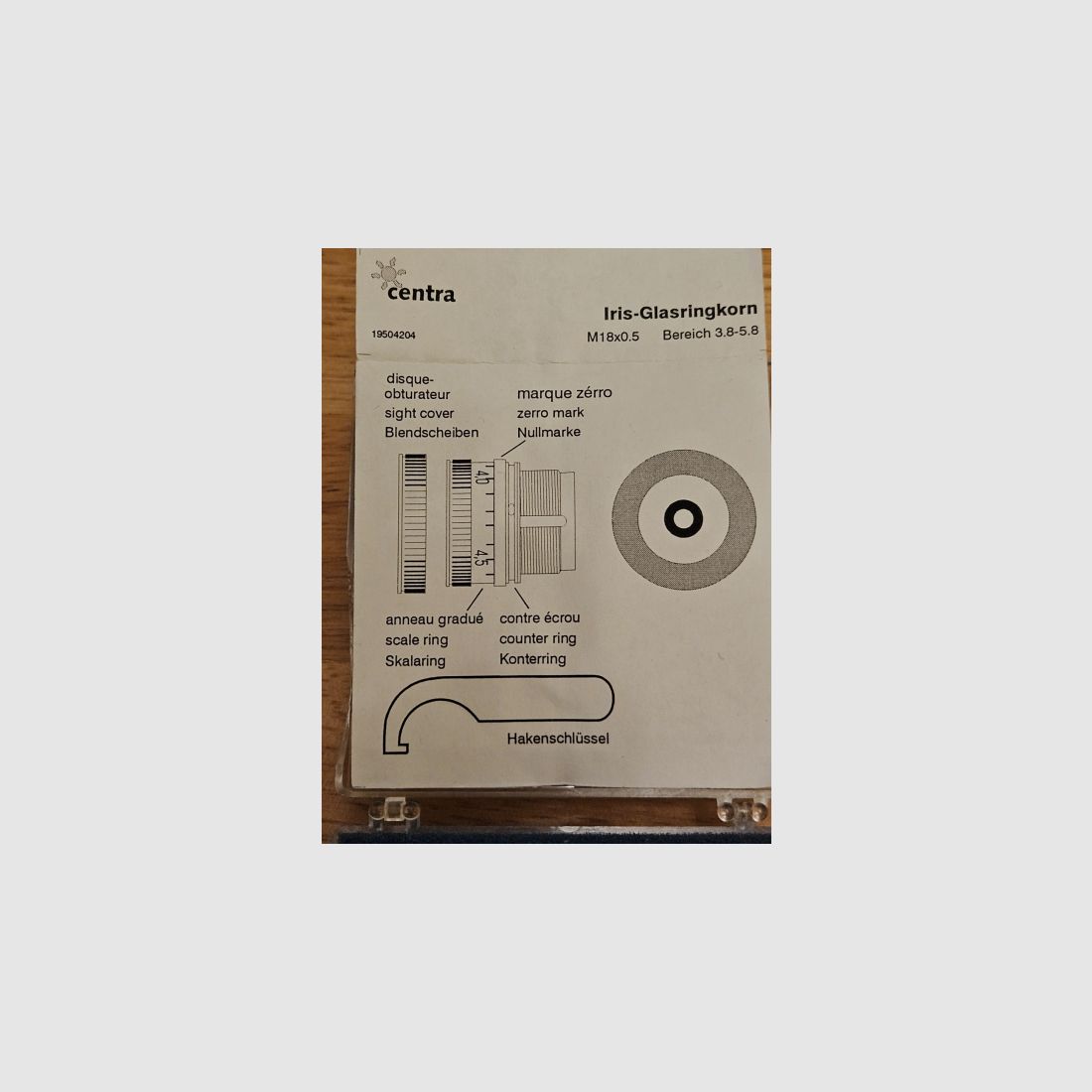 CENTRA IRIS-GLASRINGKORN "M18" 3,8 - 5,8 NEUWERTIG