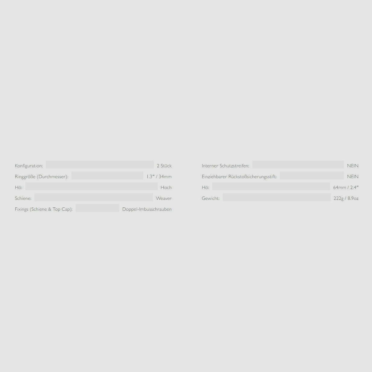 HAWKE 23032 2 Stück Ringmontagen 34 mm Precision Steel Weaver Hoch Lever
