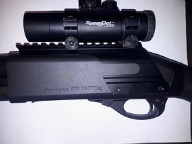 Remington Model 870 tactical with Burris scope.