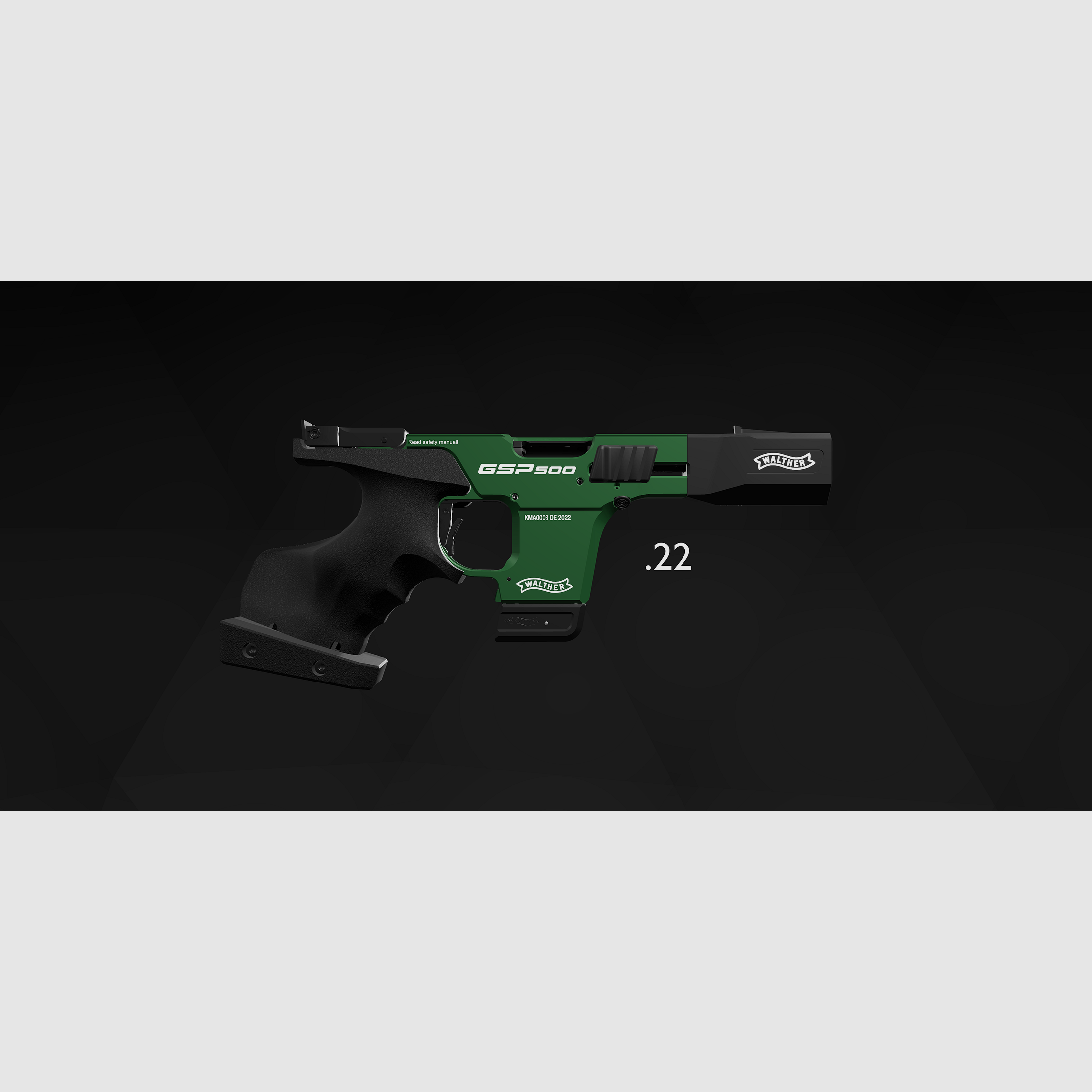 Pistole Walther GSP500-M MM hellgrün+schwarz Kal. 22lr für Rechtshänder M