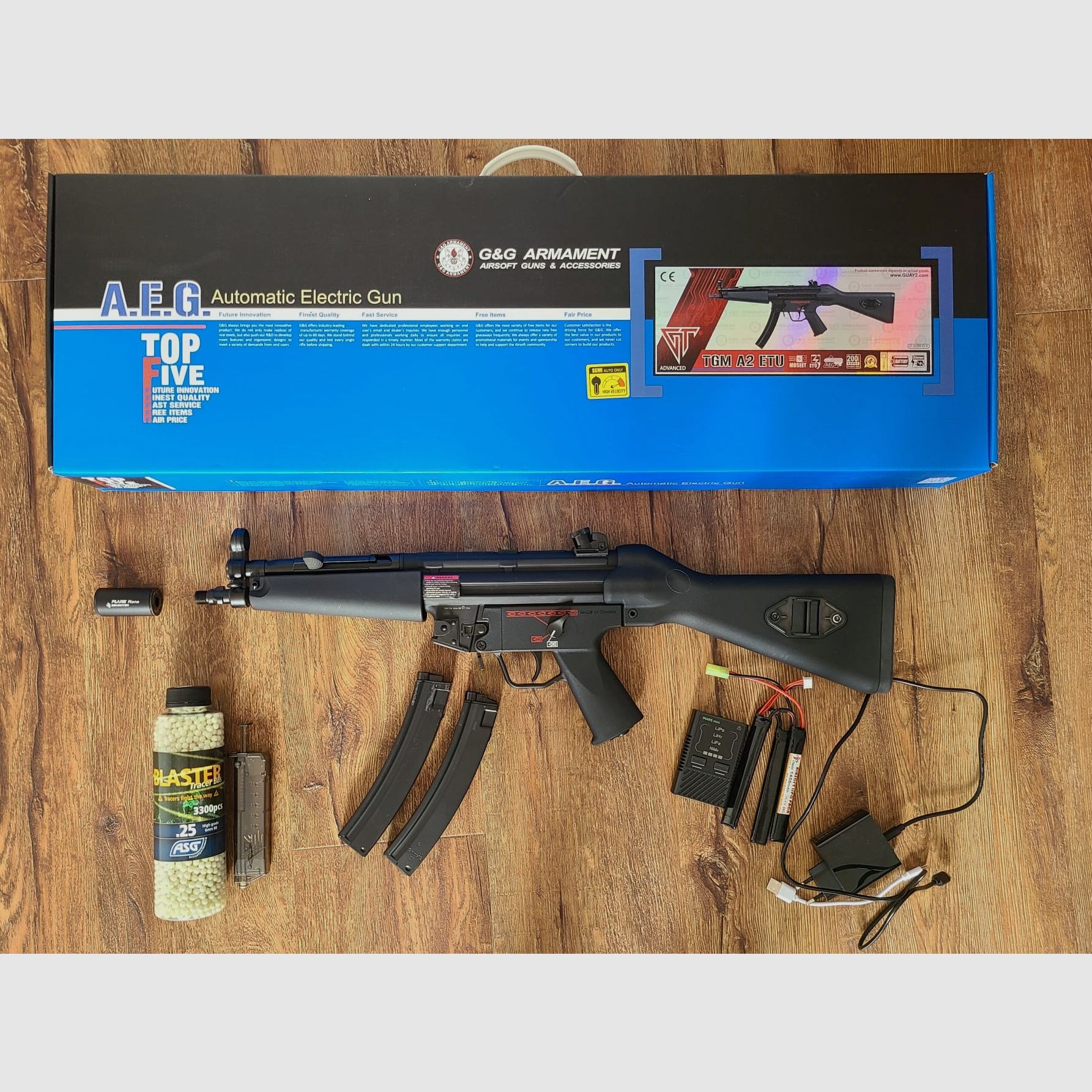 MP5 Airsoft von G&G S-AEG 1,12J  inkl. Zubehör