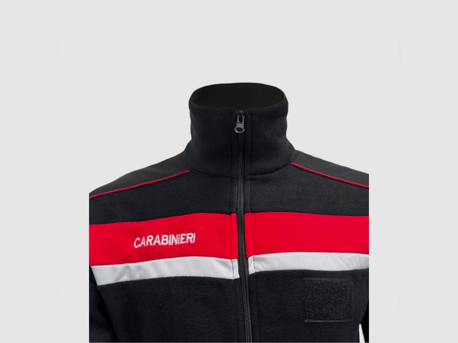 PILE CARABINIERI NERO E FINITURE ROSSE CON ZIP, immagine 3 di 5