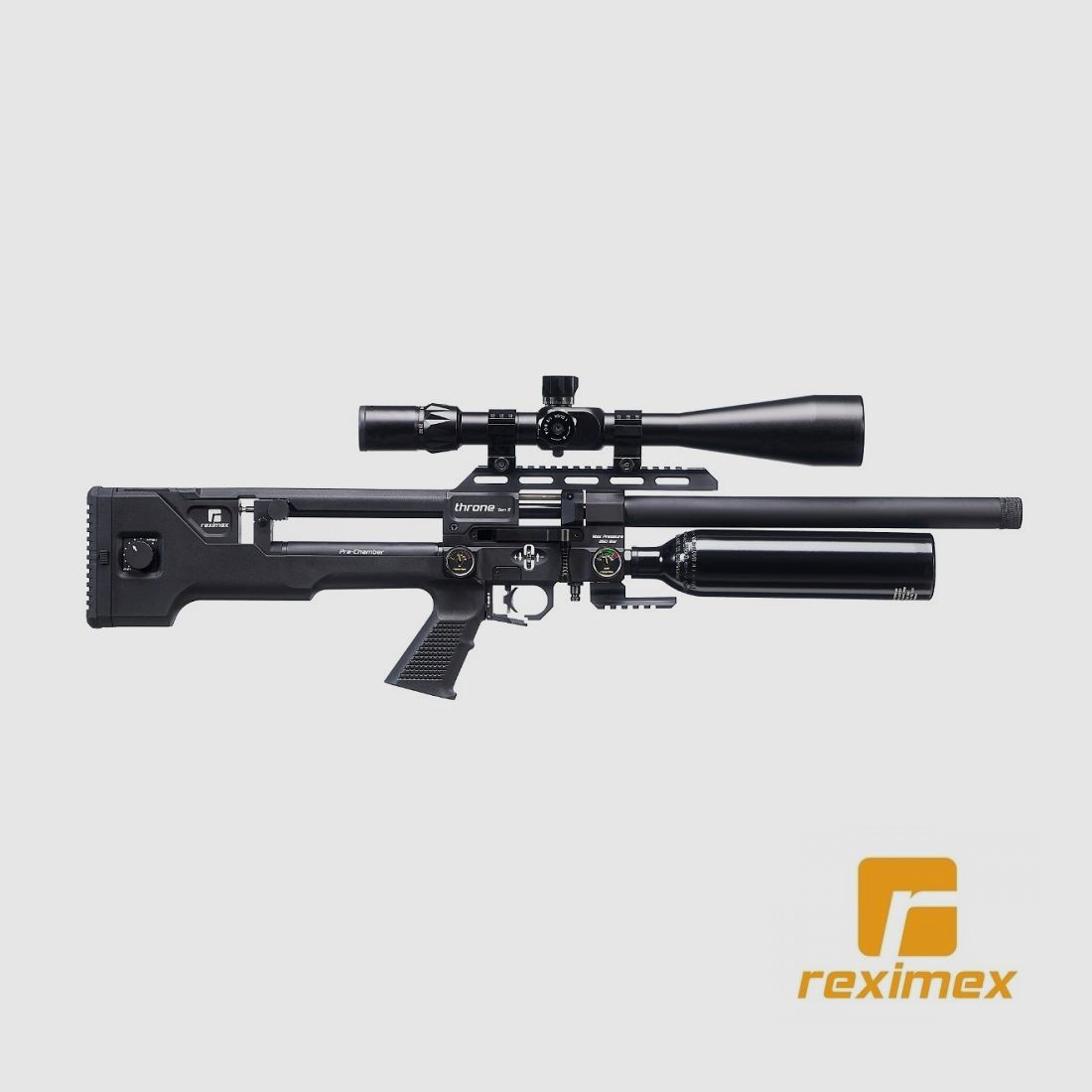 PCP-Büchse Reximex Throne GEN2 Kaliber 5,50 mm. Kunststoff Schwarz. 24 Joule.