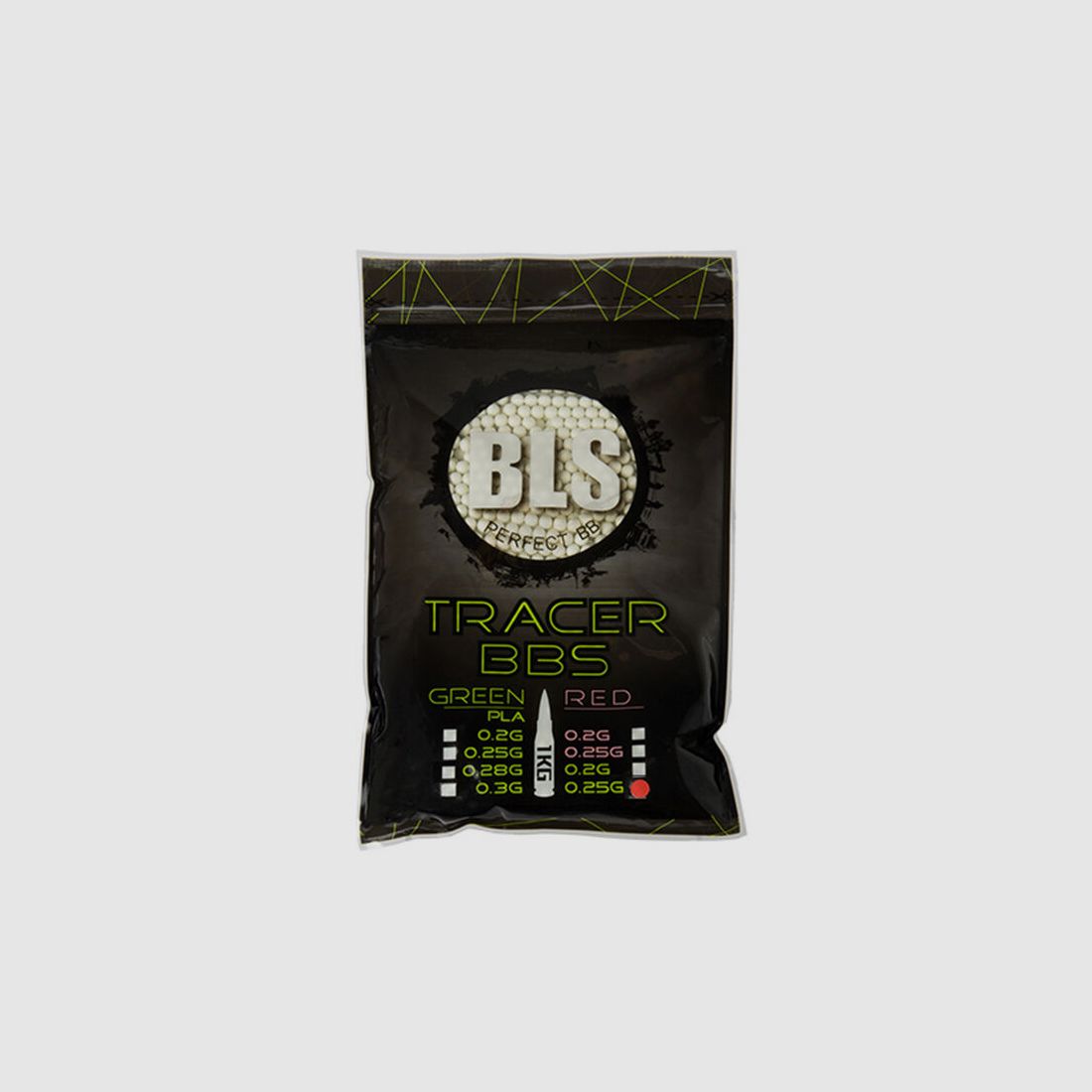 BLS Airsoft Bio Tracer BB`s 0.25g "Glow in the Dark" (4000 Stück) - Leuchtspur Grün