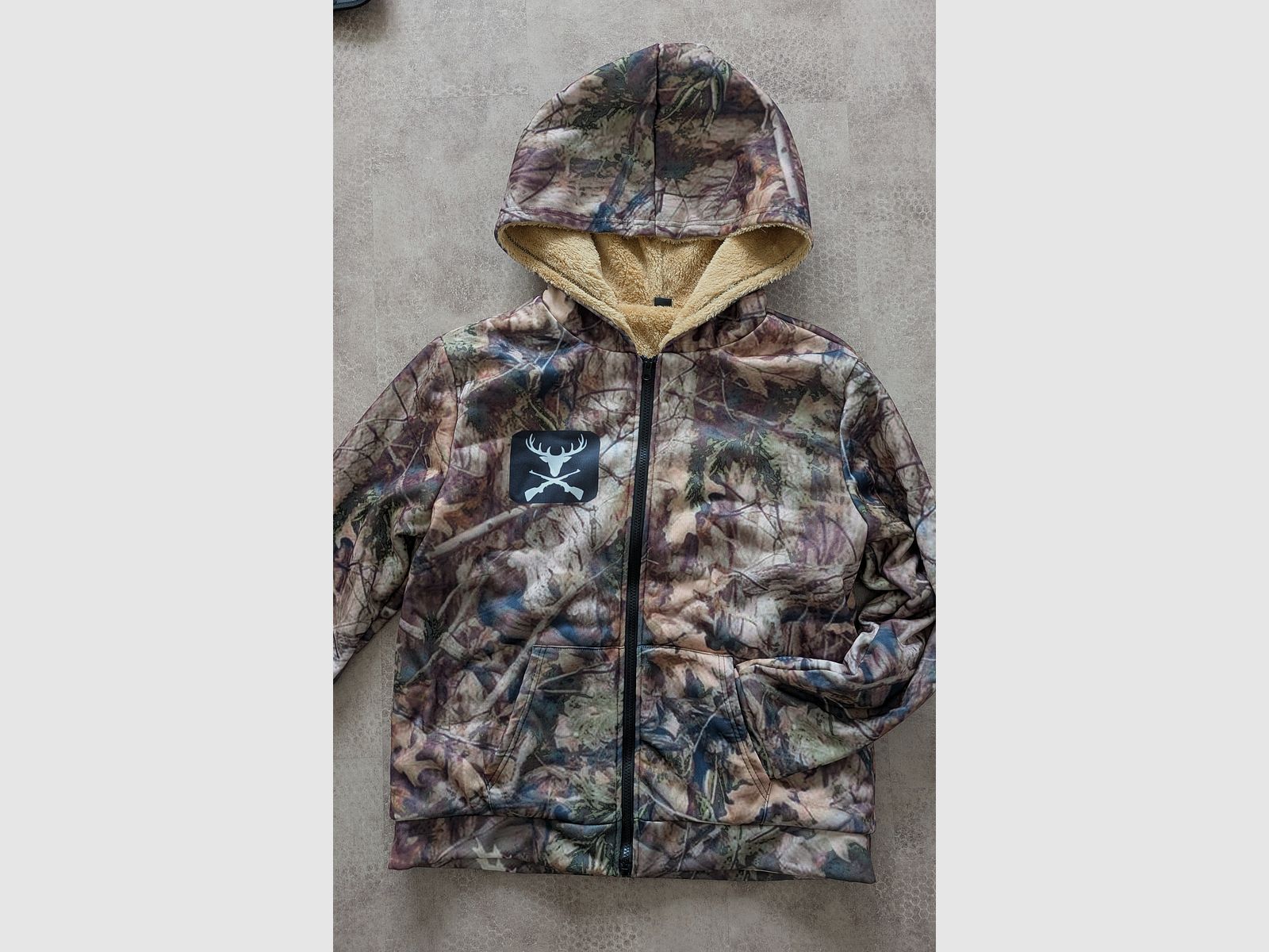 Gr. M Waldtarn Camouflage Kapuzen Jacke Hoodie mit Plüsch