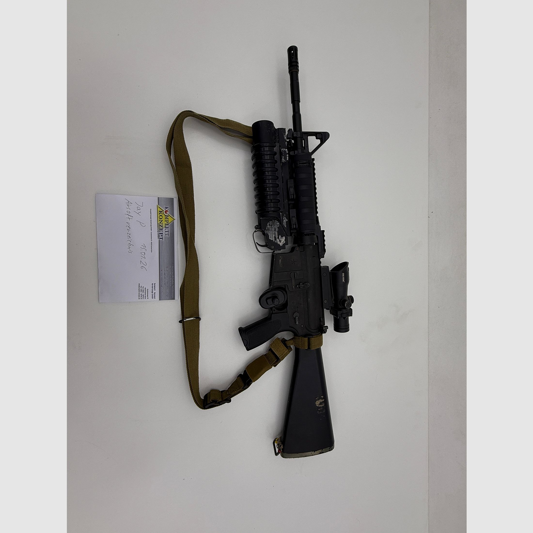 Evolution Airsoft M4 S-AEG US Marine Style with functional M203 grenade launcher – incl. 2× 40 mm grenades