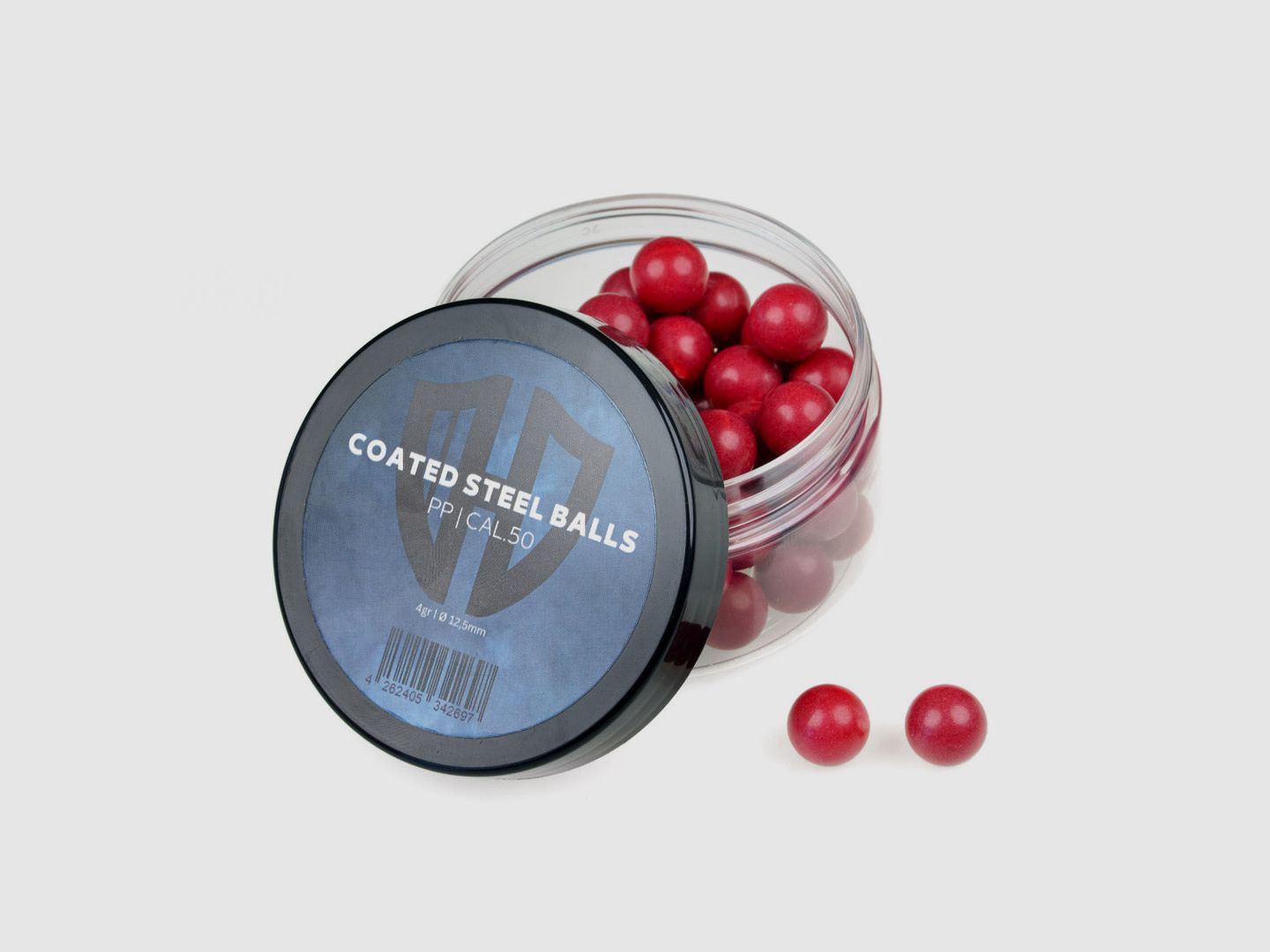 50x GECOTEERDE STAALBOLLEN | PP | 4gr. | Stalen kern met kunststof coating | 12,5mm | HDR50 | HDP50 | ALFA 1.50 | AEA Challenger | compatibel met Vesta PDW | Cal.50