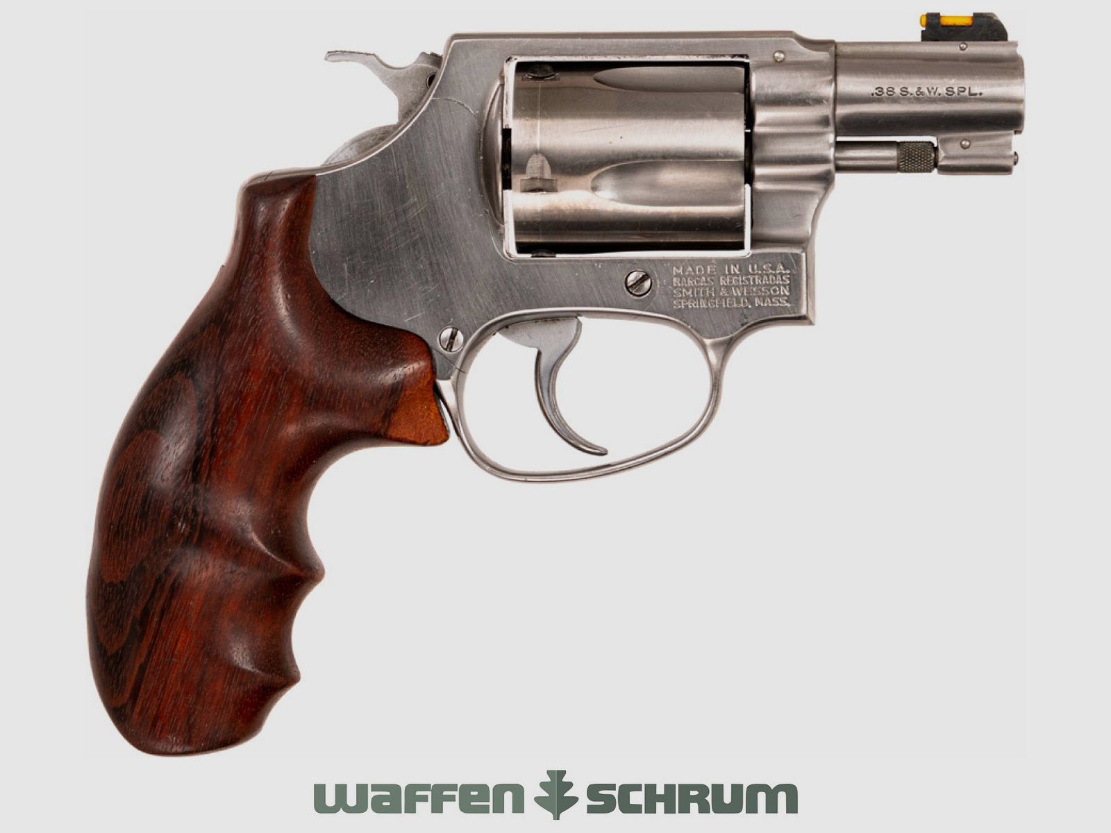 Smith & Wesson 60 .38Special , Lederholster, Visierung mit Fiberkorn, 5-Schuss Trommel , LL: 47mm