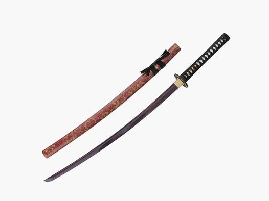 Czerwona katana samurajska z czerwoną klingą