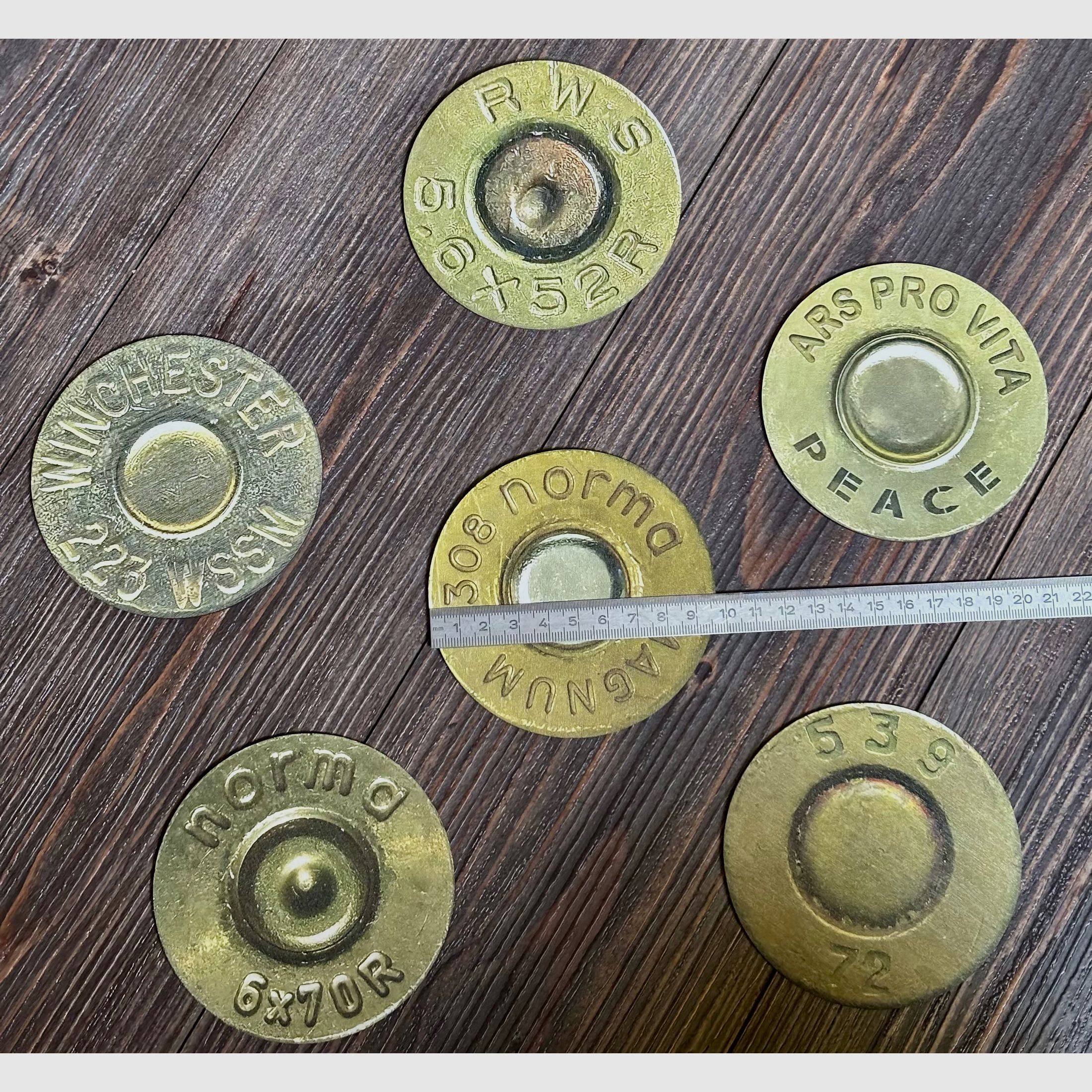 „Cartuchos“ posavasos, por ejemplo, para vasos de whisky, para la elegante sala de caza