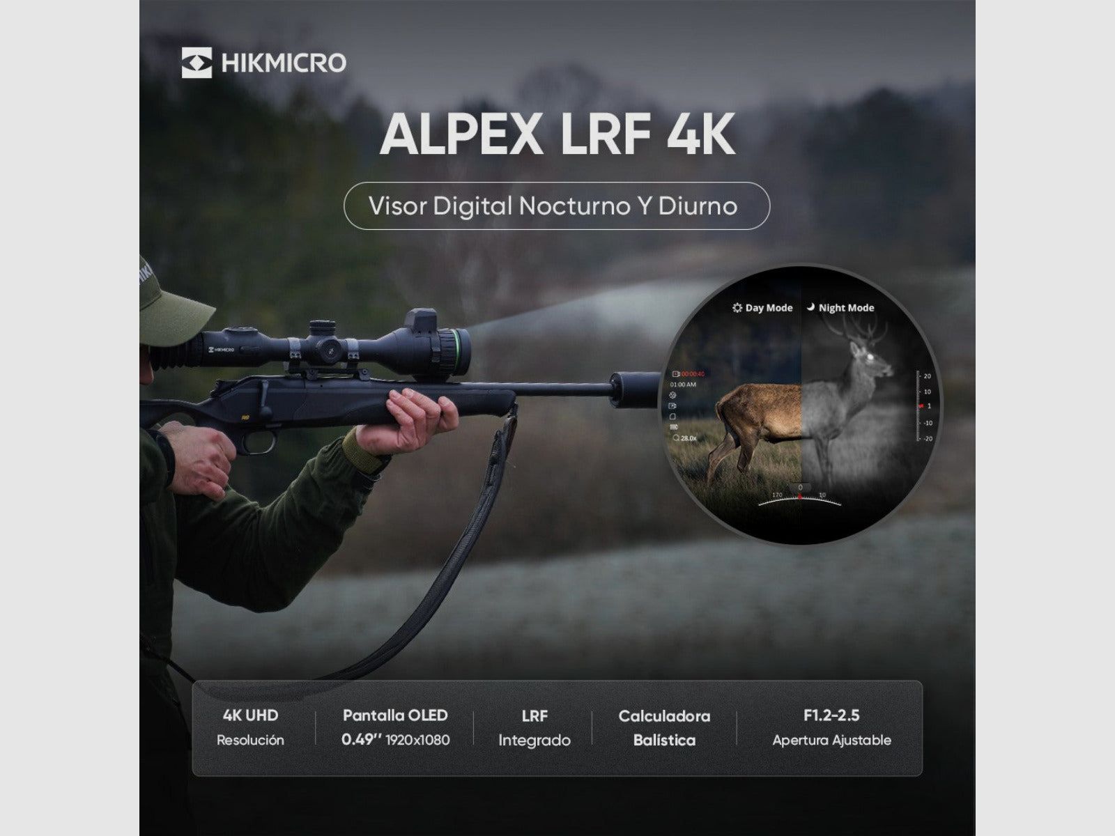 Hikmicro 4K Alpex LRF A50EL Cyfrowa Lornetka Dzienno-Nocna z Dalmierzem, zdjęcie 8 z 16