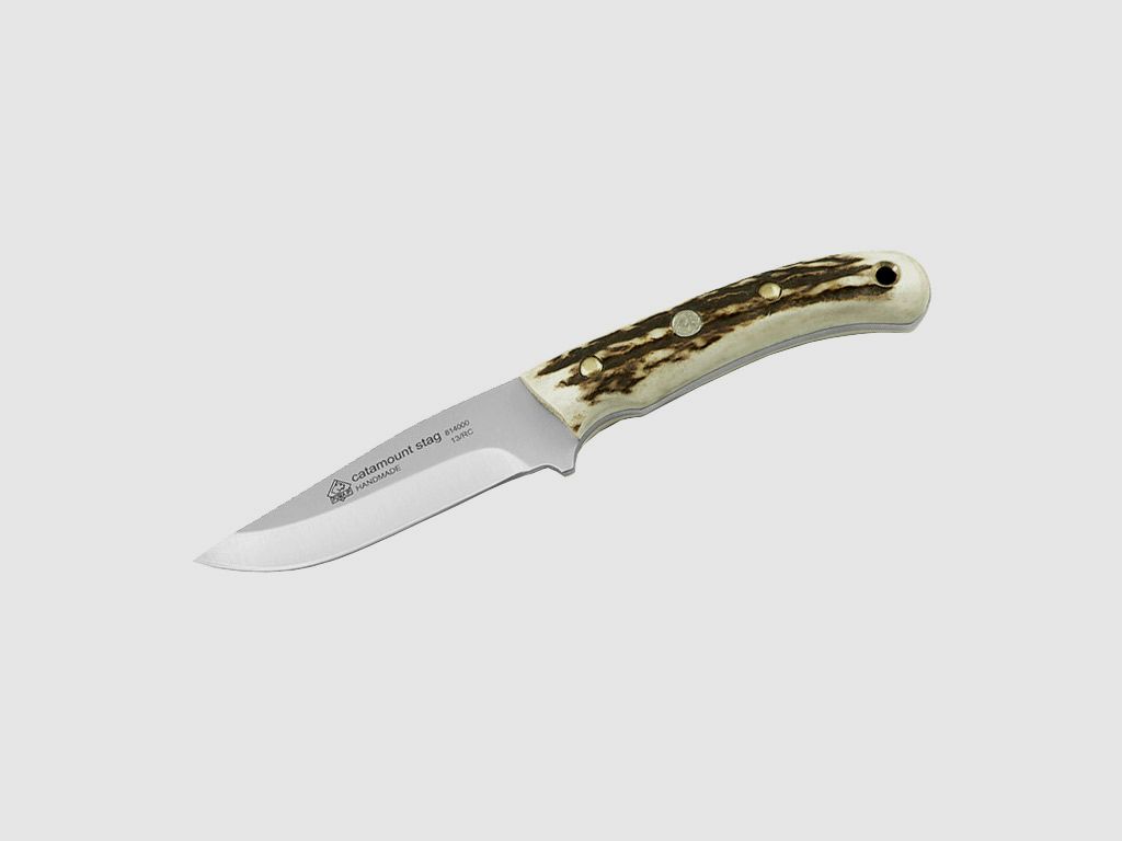 Jagdmesser Puma IP Catamount Stag, Stahl 440 C, Hirschhorn, Lederscheide (P18)