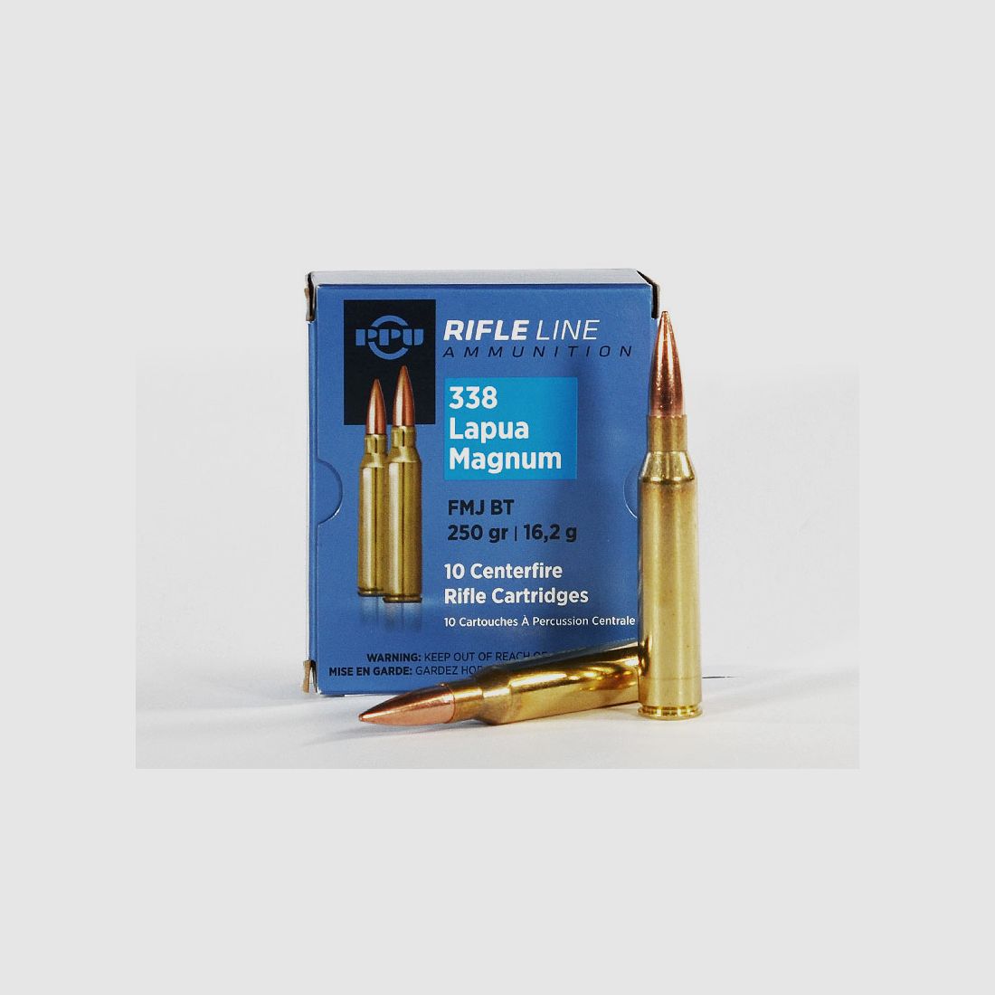 PPU .338 Lapua Magnum, Volmantel FMJ 250 grs 1 Verpakking (10 Schoten à 3,995 €*)