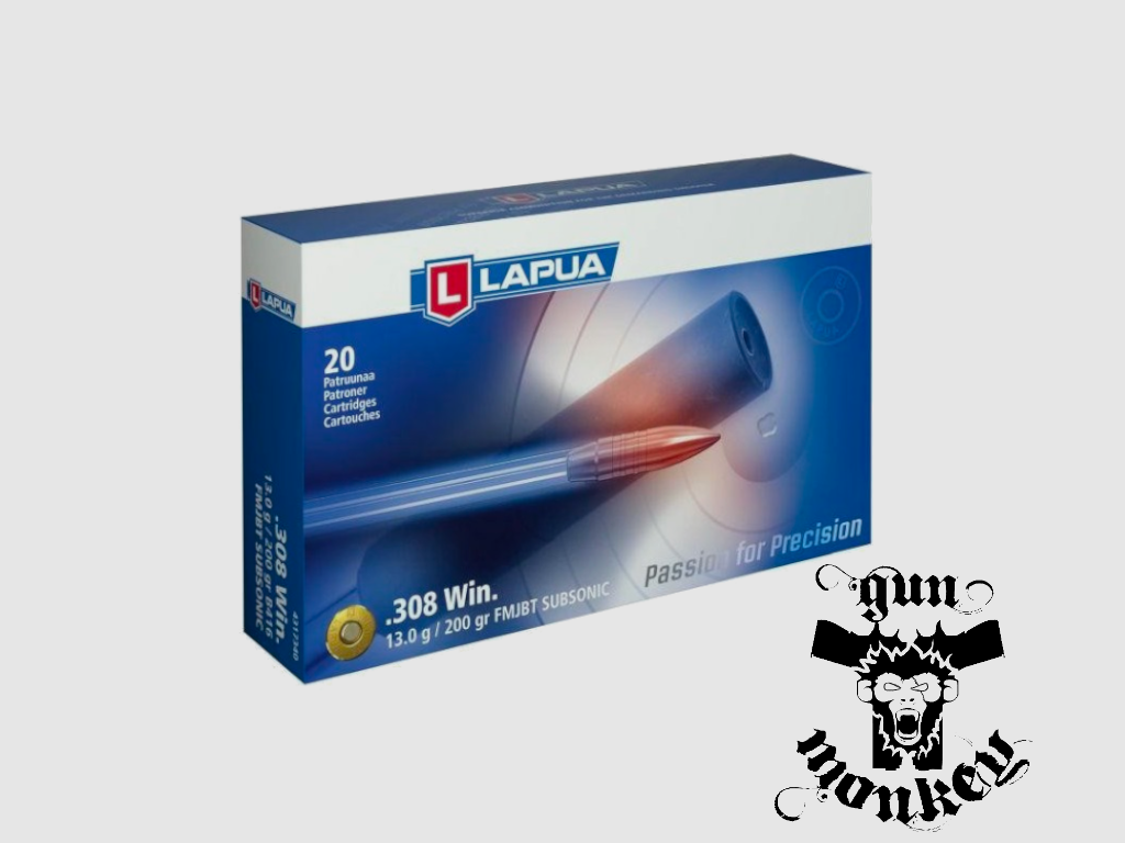 Amunicja kulowa LAPUA kal. .308Win. FMJBT Subsonic 13g/200gr (1op=20szt) (B416)