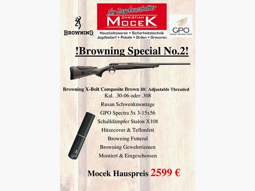 Browning X-Bolt Composite Brown HC Réglable Fileté, avec GPO Spectra 5x 3-15x56