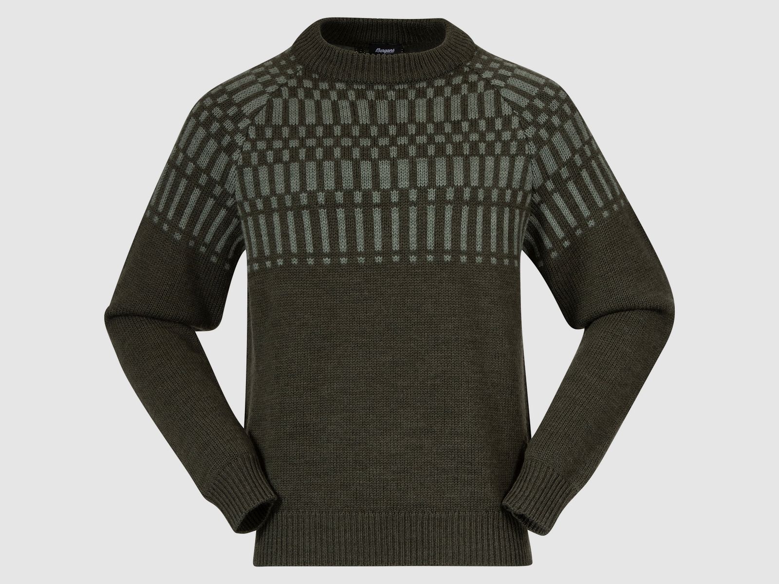Bergans Nordmarka Merino Sweater Men Dark Green Mud/Light Green Mud L