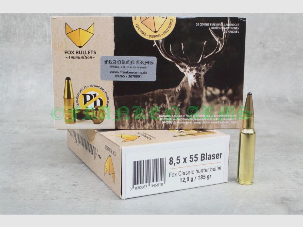 FOX Bullets Classic Hunter 8.5x55 Blaser 185gr. 12.0g 20 pieces bulk prices