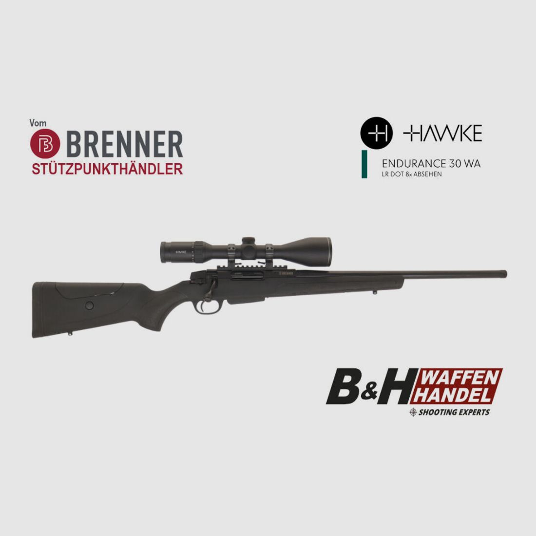 Brenner Komplettpaket: Brenner BR 20 Kunststoff- Schaft mit Hawke Endurance 2.5-10x50 Repetierer