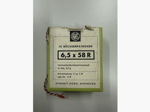 6,5 x 58 R Hülsen RWS in der Originalverpackung