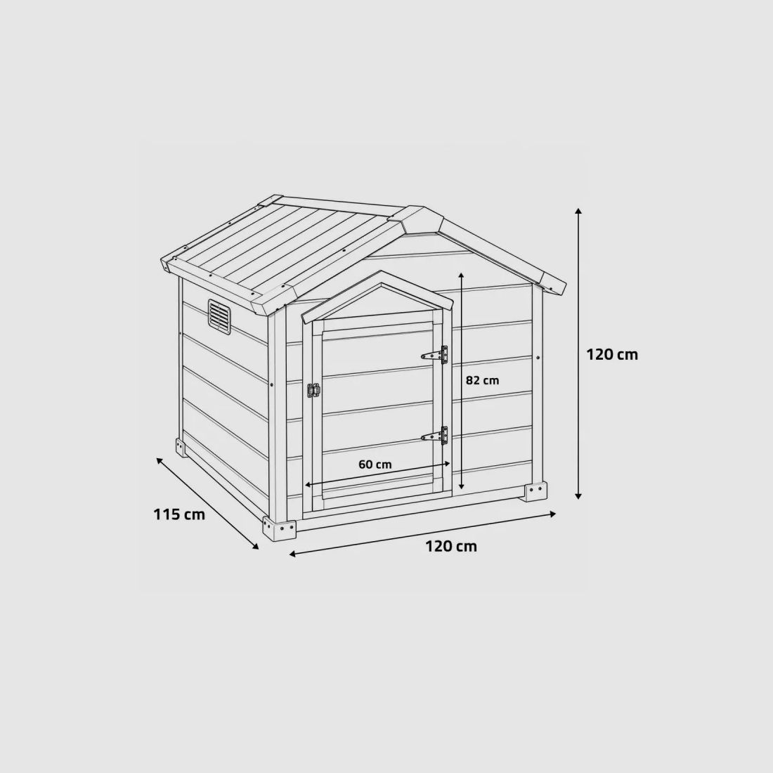 Niche pour chien en polypropylène avec porte 120 × 115 × 120 cm, image 3 sur 11