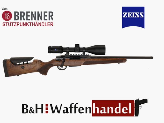 Brenner Komplett-Set: BR20 L.E. Nussbaum- Schaft, verstellbarer Schaftrücken mit Zeiss V6 2.5-15x56 (Best.Nr.: BR20LEP1) Finanzierung möglich