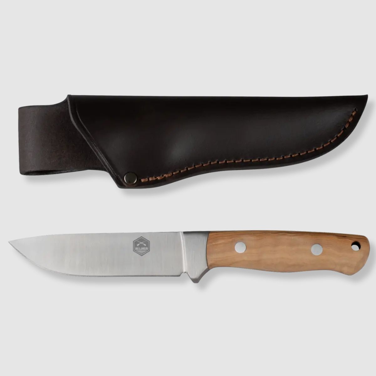 Noże myśliwskie Alljagd z uchwytami z drewna oliwnego