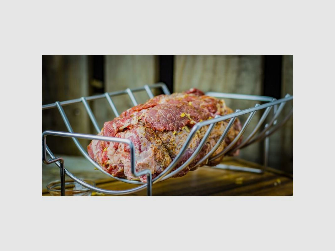 Grillfürst 2in1 Rippchenhalter und Bratenkorb Edelstahl