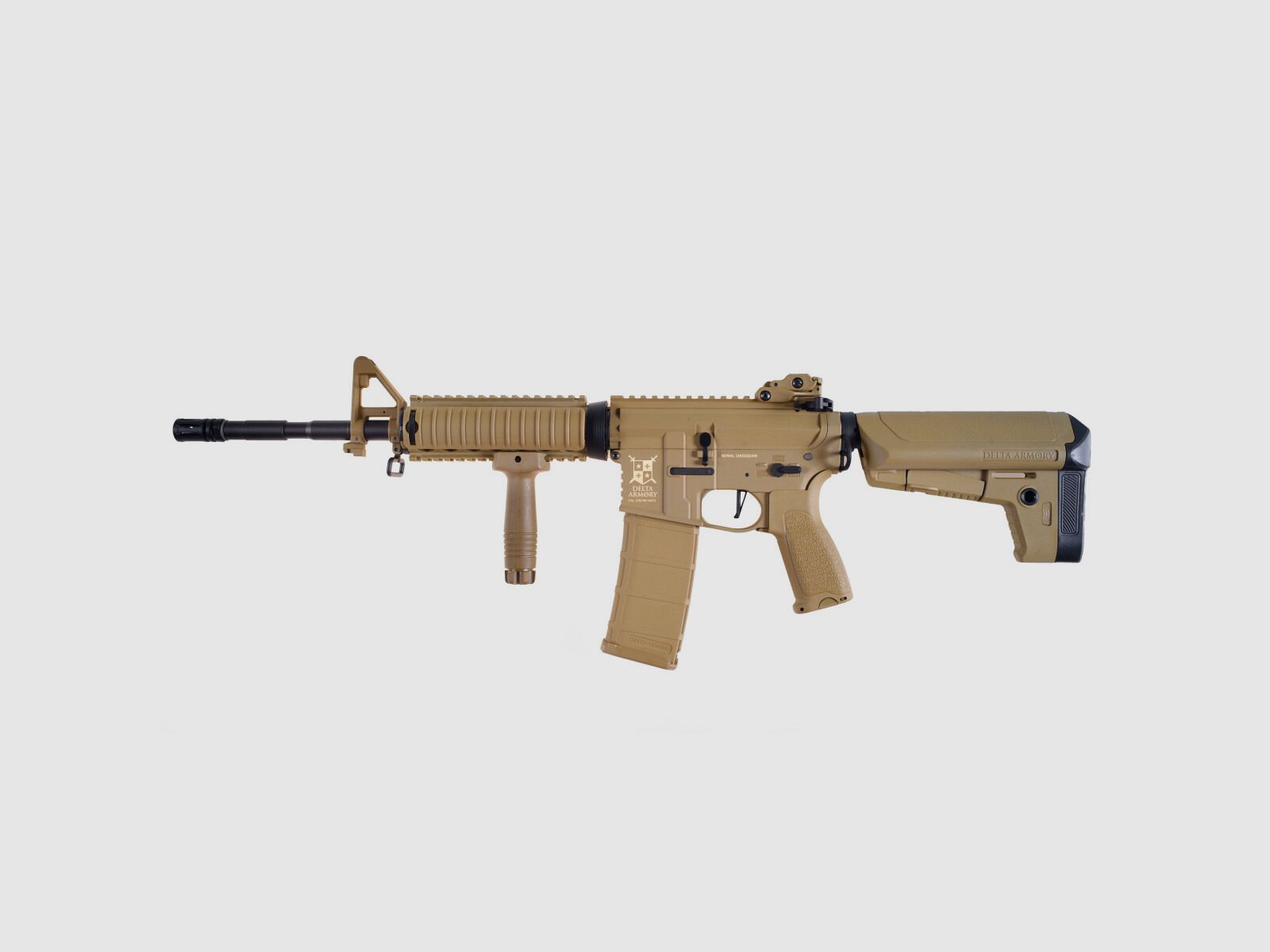 AR15 RIS CHARLIE Tan S-AEG Fucile Airsoft Libero da 18 Anni | Delta Armory