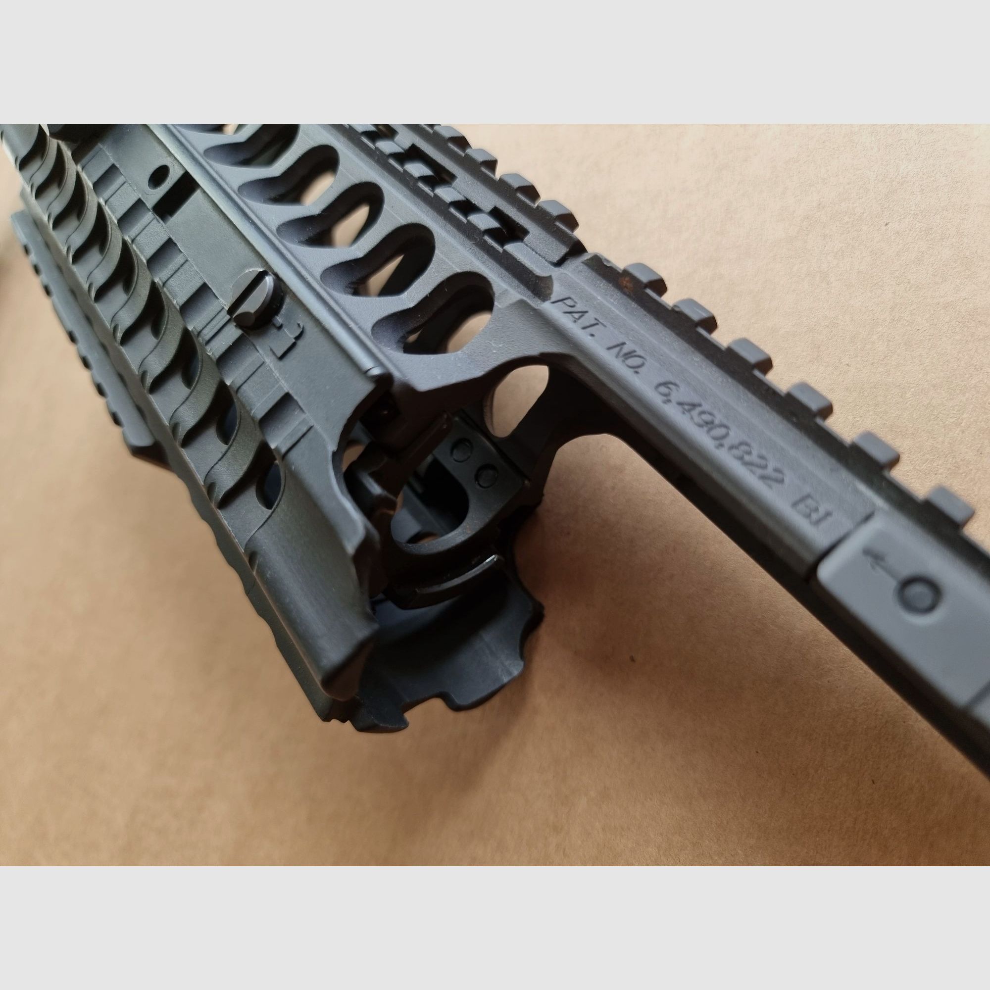 *RARA* A.R.M.S. - Sistema de riel #50-C con miras de gas plegables #41-BL y miras traseras #40-L - AR15 de los 2000