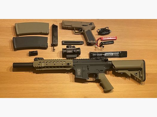 Zestaw broni Airsoft z akcesoriami