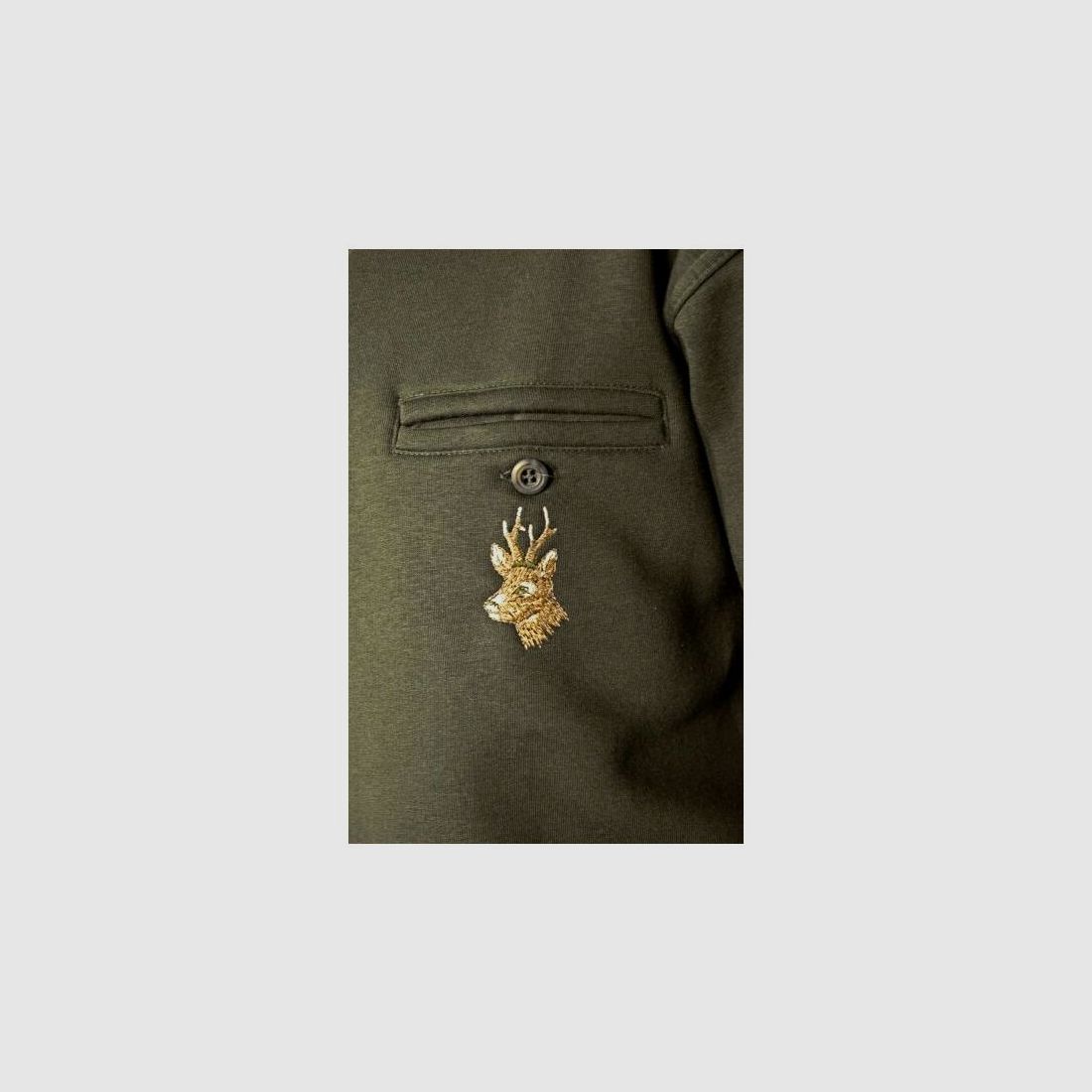 Hubertus Sweatshirt mit Polokragen Motiv Bock 2XL